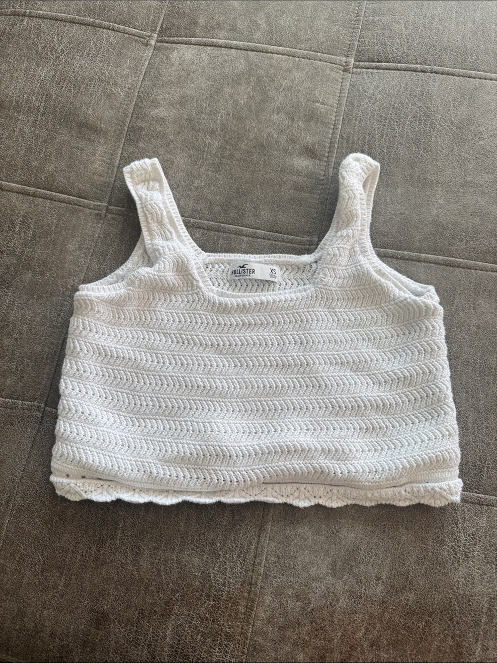 Hollister White Crochet Crop Tank Top